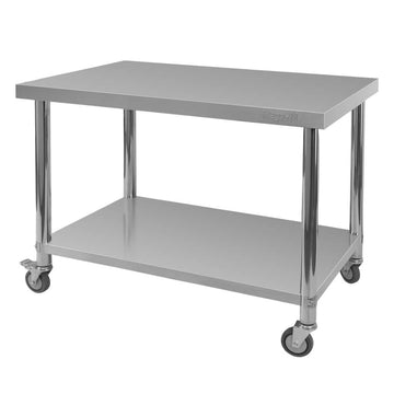 Masa mobila din inox cu polita, 120x60xH85 cm