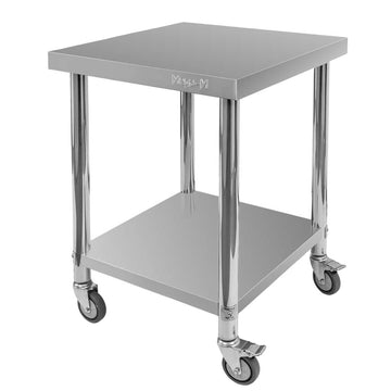 Masa mobila din inox cu polita, 60x60xH85 cm
