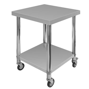 Masa mobila din inox cu polita, 60x60xH85 cm