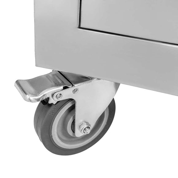 Masa mobila din inox cu trei sertare 60x60xH85 cm Dulapior mobil din inox cu