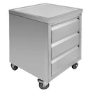 Masa mobila din inox cu trei sertare 60x60xH85 cm Dulapior mobil din inox cu