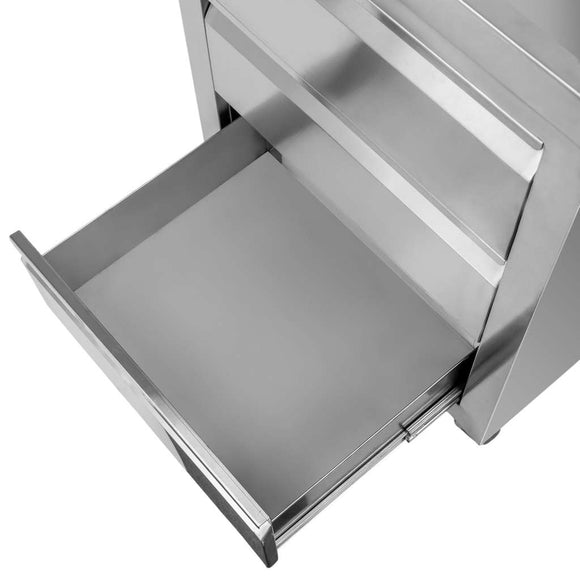 Masa mobila din inox cu trei sertare 60x60xH85 cm Dulapior mobil din inox cu