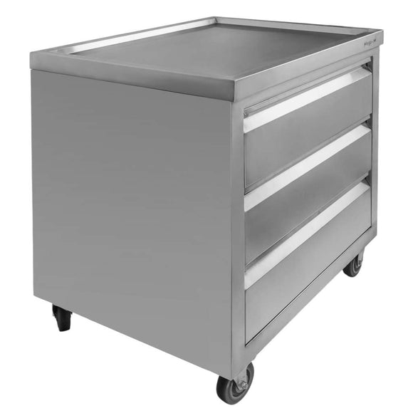 Masa mobila din inox cu trei sertare 80x60xH85 cm Dulapior mobil din inox cu