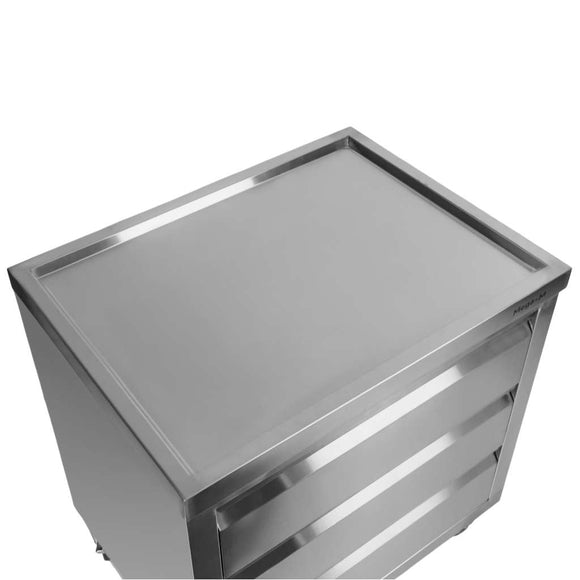 Masa mobila din inox cu trei sertare 80x60xH85 cm Dulapior mobil din inox cu
