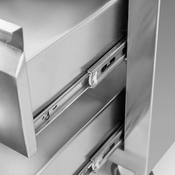 Masa mobila din inox cu trei sertare 80x60xH85 cm Dulapior mobil din inox cu