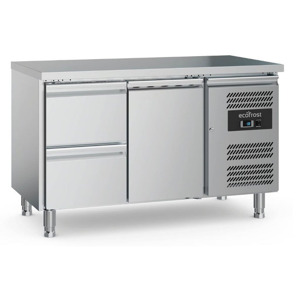 Masa rece inox cu 1 usa, si 2 sertare, temp. 2 8 C, agent frigorific ecologic R290 Masa rece fabricat din otel