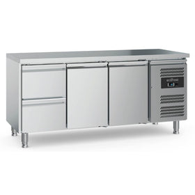 Masa rece inox cu 2 usi, si 2 sertare, temp. 2 8 C, agent frigorific ecologic R290 Masa rece fabricat din otel