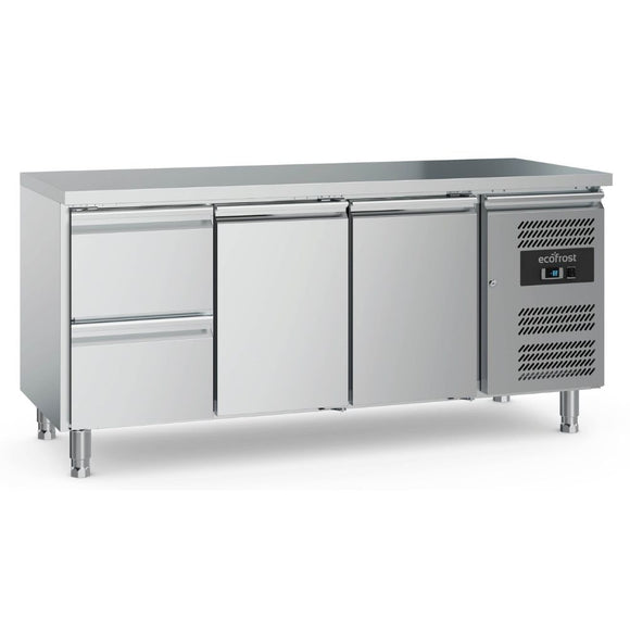 Masa rece inox cu 2 usi, si 2 sertare, temp. 2 8 C, agent frigorific ecologic R290 Masa rece fabricat din otel