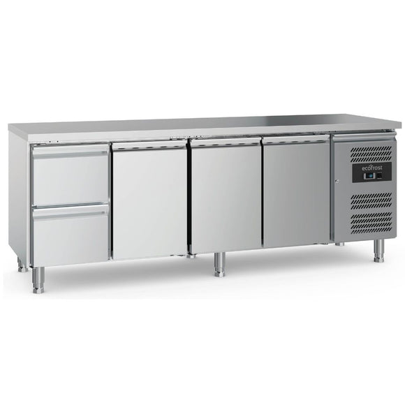 Masa refrigerata inox cu 3 usi, si 2 sertare, temp. 2 8 C Masa rece inox cu 3