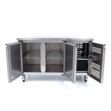 Masa refrigerata inox 2 10C, 2 usi, cu roti Frigiderul de banc ofera ce