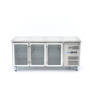 Masa refrigerata inox 2 10C, 3 usi sticla, cu roti Frigiderul tip masa de lucru