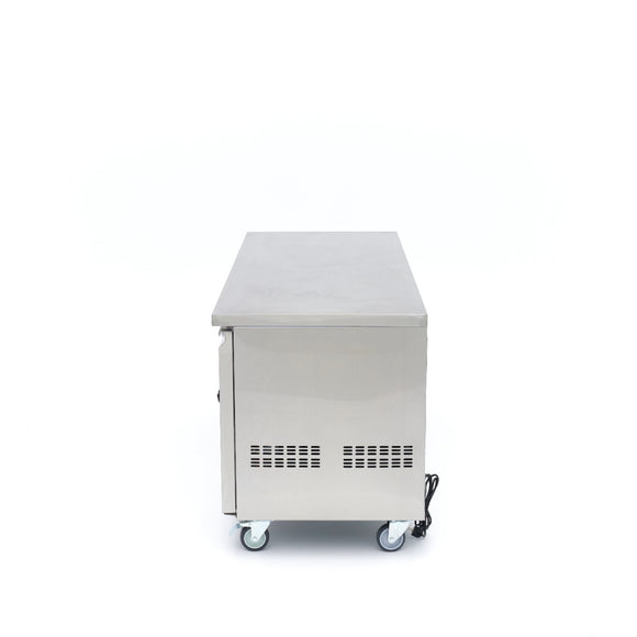 Masa refrigerata inox 2 10C, 3 usi sticla, cu roti Frigiderul tip masa de lucru