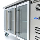 Masa refrigerata inox 2 10C, 3 usi sticla, cu roti Frigiderul tip masa de lucru