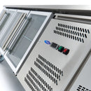 Masa refrigerata inox 2 10C, 4 usi sticla, cu roti