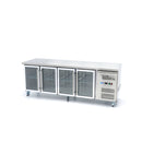 Masa refrigerata inox 2 10C, 4 usi sticla, cu roti