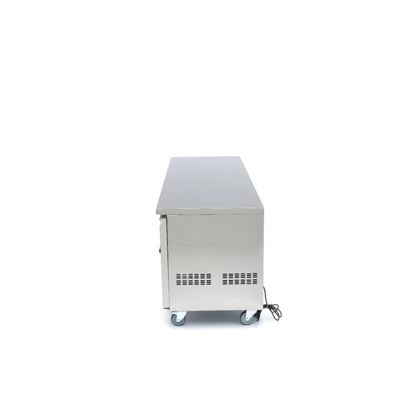Masa refrigerata inox 2 10C, 4 usi sticla, cu roti
