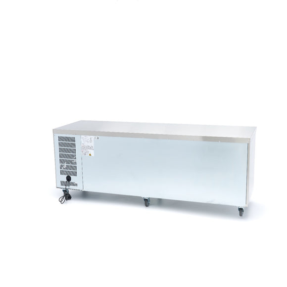 Masa refrigerata inox 2 10C, 4 usi sticla, cu roti