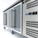 Masa refrigerata inox 2 10C, 4 usi sticla, cu roti