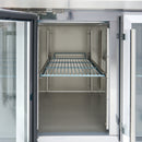 Masa refrigerata inox 2 10C, 4 usi sticla, cu roti