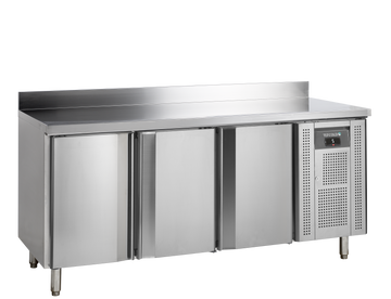 Masa refrigerata inox 3 usi, -2/+8°C, clasa energetica A Tefcold – masă frigorifică inox pentru bucătărie profesională restaurant și HoReCa