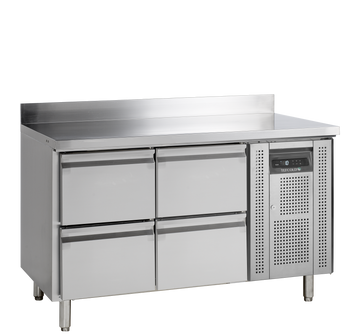 Masa refrigerata inox 4 sertare, -2/+10°C, clasa energetica B Tefcold – masă frigorifică inox pentru bucătărie profesională restaurant și HoReCa