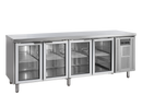 Masa refrigerata inox 4 usi sticla, +2/+10°C Tefcold – masă frigorifică inox pentru bucătărie profesională restaurant și HoReCa
