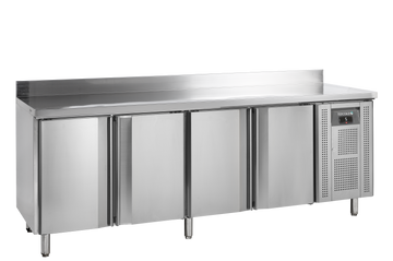 Masa refrigerata inox 4 usi, -2/+8°C, clasa energetica A Tefcold – masă frigorifică inox pentru bucătărie profesională restaurant și HoReCa