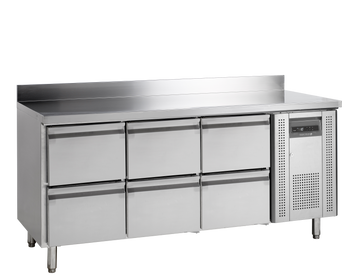 Masa refrigerata inox 6 sertare, -2/+10°C, clasa energetica B Tefcold – masă frigorifică inox pentru bucătărie profesională restaurant și HoReCa