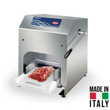 Masina de fragezit carne, manuala, cu 145 microlame, inaltime max. carne 60 mm.