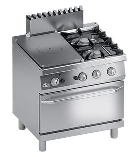 Masina de gatit cu 2 arzatoare, plita unica, cuptor pe gaz GN 21, 28,20 kW