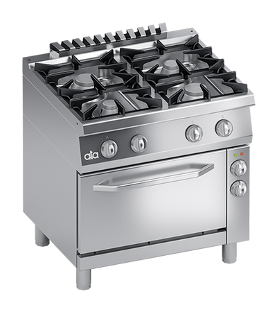 Masina de gatit cu 4 arzatoare, cuptor electric cu convectie GN 11 - PERFORMANCE LINE, putere 3.65 kW electric, 34 kW gaz