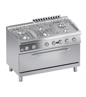 Masina de gatit cu 6 arzatoare, cuptor pe gaz 105 x 53 cm, 38 kW Cadru din otel inoxidabil Usa