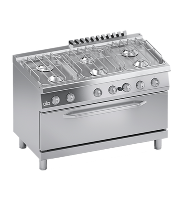 Masina de gatit cu 6 arzatoare, cuptor pe gaz 105 x 53 cm, 38 kW Cadru din otel inoxidabil Usa