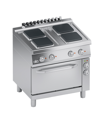 Masina de gatit electrica cu 4 plite dreptunghiulare, cuptor electric cu convectie GN 11, 14.05 kW