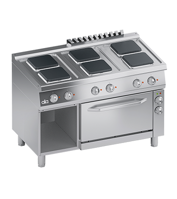 Masina de gatit electrica cu 6 plite dreptunghiulare, cuptor electric cu convectie GN 11, baza deschisa, 19.25 kW