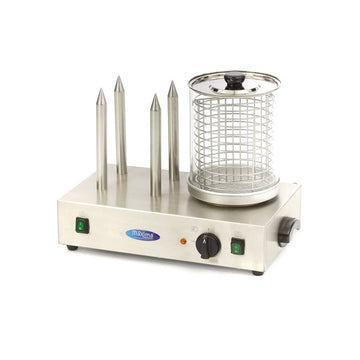 Masina pentru preparat Hot Dog cu fierbator, 4 tepuse pentru prajit chifle, 1,1kW Trebuie sa servesti hot doguri