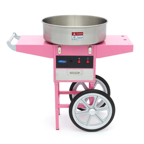 Masina de vata de zahar bol Ø 52 cm, roz cu carucuior, 1 kW Masina de vata de zahar