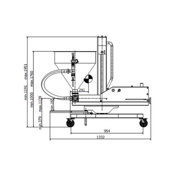 Masina pneumatica semi-automata de portionat, dozat creme, dozaj max 1,4 Lt.