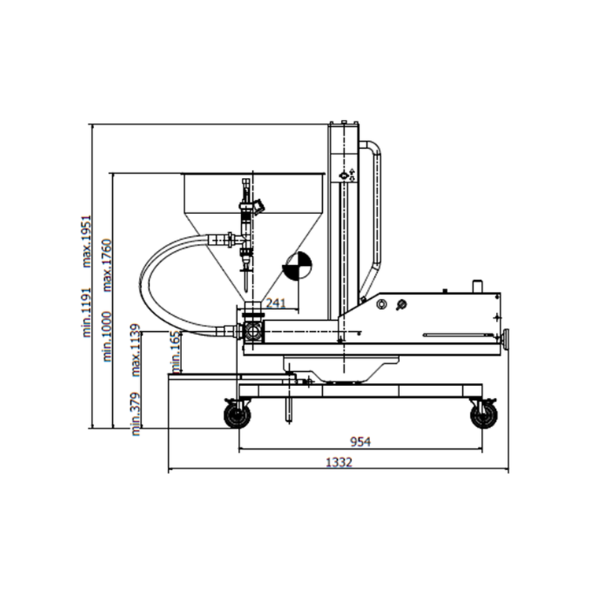 Masina pneumatica semi-automata de portionat, dozat creme, dozaj max 1,4 Lt.