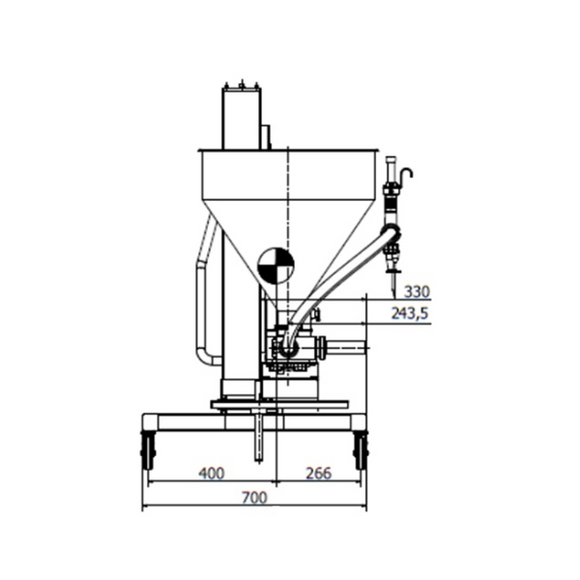Masina pneumatica semi-automata de portionat, dozat creme, dozaj max 1,4 Lt.