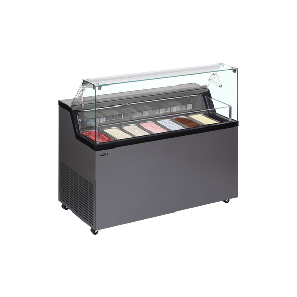 Congelator bombonata inghetata antracit MIRABELLA7 vedere laterala Tefcold – congelator tip bombonata pentru inghetata artizanala in gelaterie si cofetarie