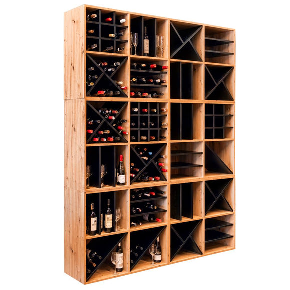 Modul raft decorativ pentru vin/bauturi spirtoase H-86 cm L-100 cm G-40 cm stejar artisan/negru
