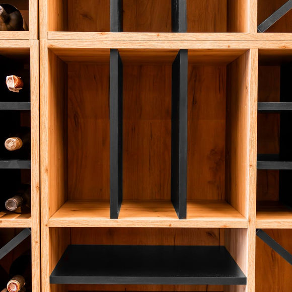Modul raft decorativ pentru vin/bauturi spirtoase H-86 cm L-100 cm G-40 cm stejar artisan/negru