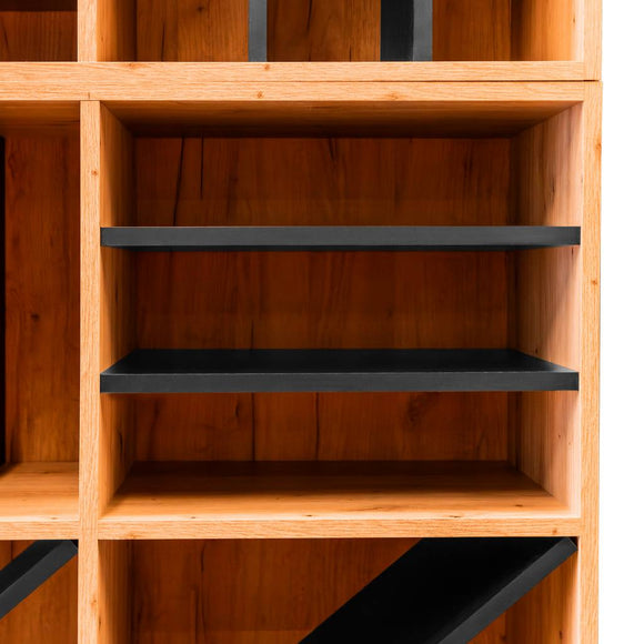 Modul raft decorativ pentru vin/bauturi spirtoase H-86 cm L-100 cm G-40 cm stejar artisan/negru