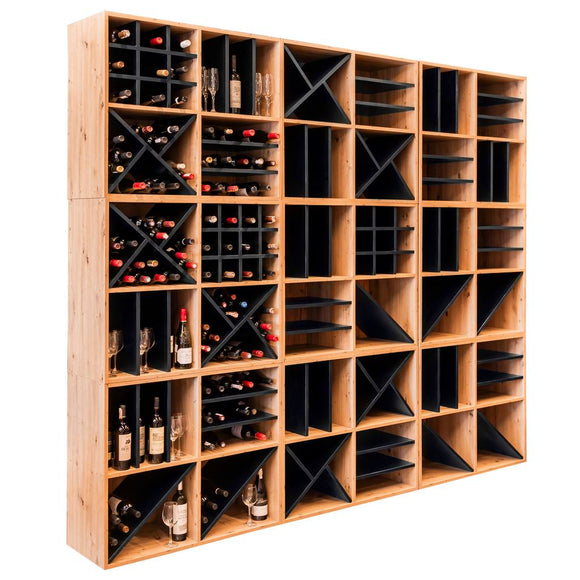Modul raft decorativ pentru vin/bauturi spirtoase H-86 cm L-100 cm G-40 cm stejar artisan/negru
