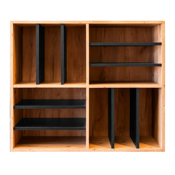 Modul raft decorativ pentru vin si bauturi spirtoase 100x40xH86 cm, stejar artisan/negru, imagine 2