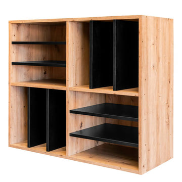 Modul raft decorativ pentru vin si bauturi spirtoase 100x40xH86 cm, stejar artisan/negru, imagine 1