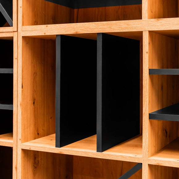 Modul raft decorativ pentru vin/bauturi spirtoase H-86 cm L-100 cm G-40 cm stejar artisan/negru