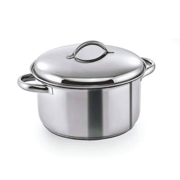Oala inox cu capac, fund stratificat, potrivit pt. inductie, 6 Lt. Ø24 cm Oala din inox cu capac