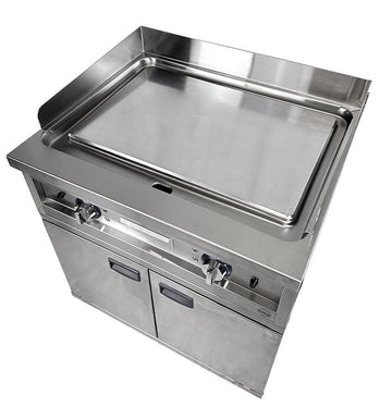 Plita fry-top electrica, neted, zona de coacere cromat, baza cu dulap inchis, 8.10 kW